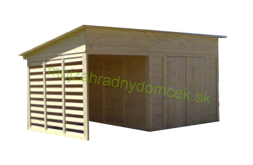 Abri de jardin en bois avec terrasse TOL II 9m2 + 6m2, 19mm, avec fenêtre